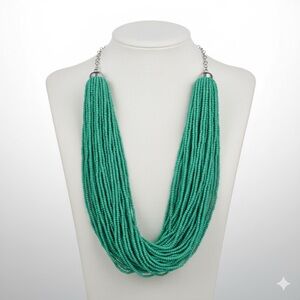 Turquoise Seed Beaded Necklace